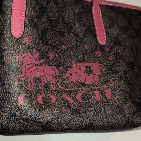Coach Signature Mini Tote With Rouge Leather Trim And Logo CM183 - Picture 7 of 15